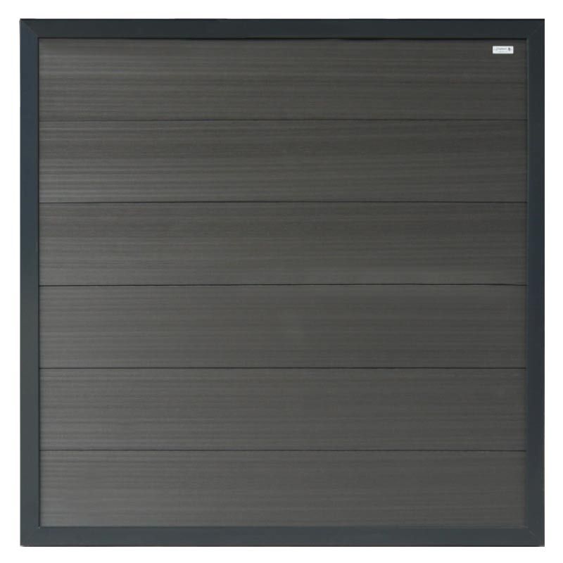 Schutting composiet Forte antraciet met antraciet aluminium kader