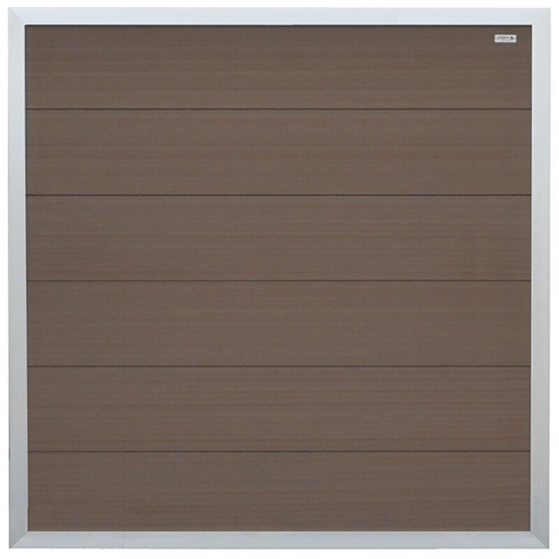 Schutting composiet Forte bruin met blank aluminium kader