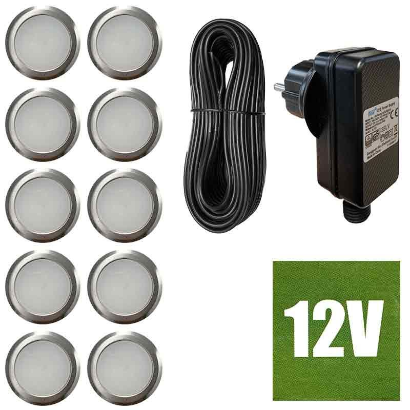 Vlonderspot set Luxi - 12 volt - 80 mm (set 10 stuks)