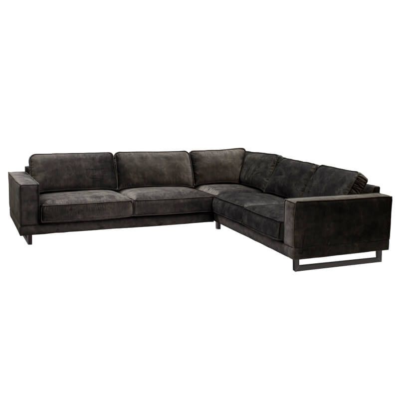 Hoekbank Fandango rechts | stof Adore antraciet 68 | 2,96 x 2,54 mtr breed