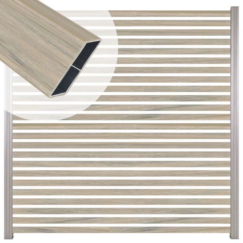 Zelfbouw schutting Louvre Rhombus grijs - tbv grijs aluminium palen (180 x 180 cm)