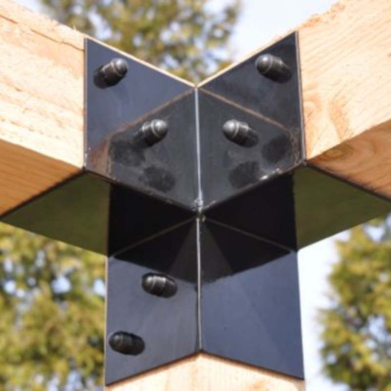 Pergola Hoekverbinding Zwart Gecoat - 9 x 9 cm balken - 2 stuks