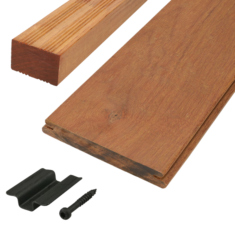 Vlonderplank totaalpakket hardhout Ipé 2,1 x 14,5 cm (2,45 mtr) geschaafd voor B-fix clips