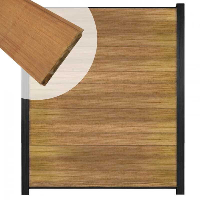Zelfbouw schutting hardhout Mix & Match Ipé - zwart alu accessoires (180 x 200 cm)