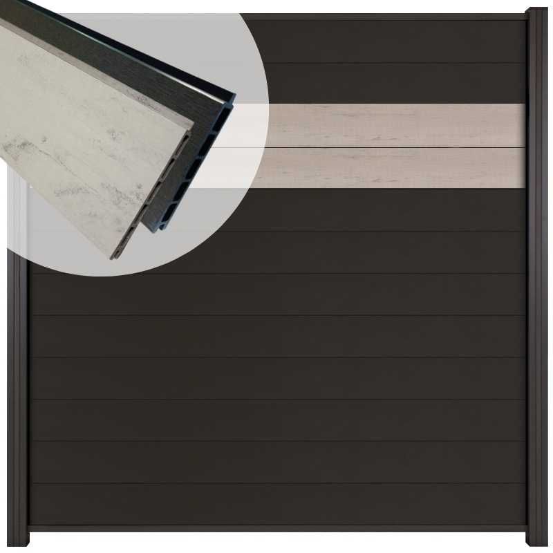Schutting composiet Mix & Match bicolorgrijs/ aluminium (180 x 180 cm)