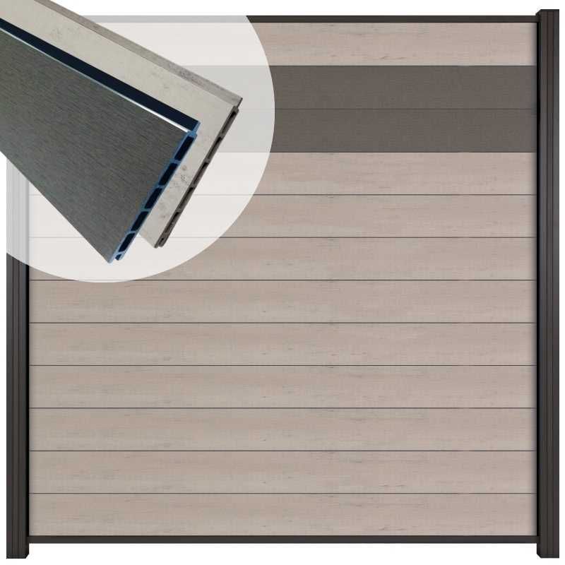 Schutting composiet Mix & Match rockgrey/ bicolorgrijs (180 x 180 cm)
