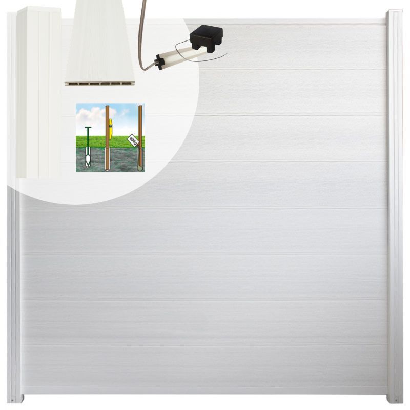 Schutting set composiet Modular co-ex wit - wit alu accessoires (5,60 meter)
