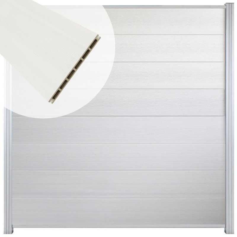 Zelfbouw schutting composiet Modular wit - blank alu accessoires (180 x 200 cm)