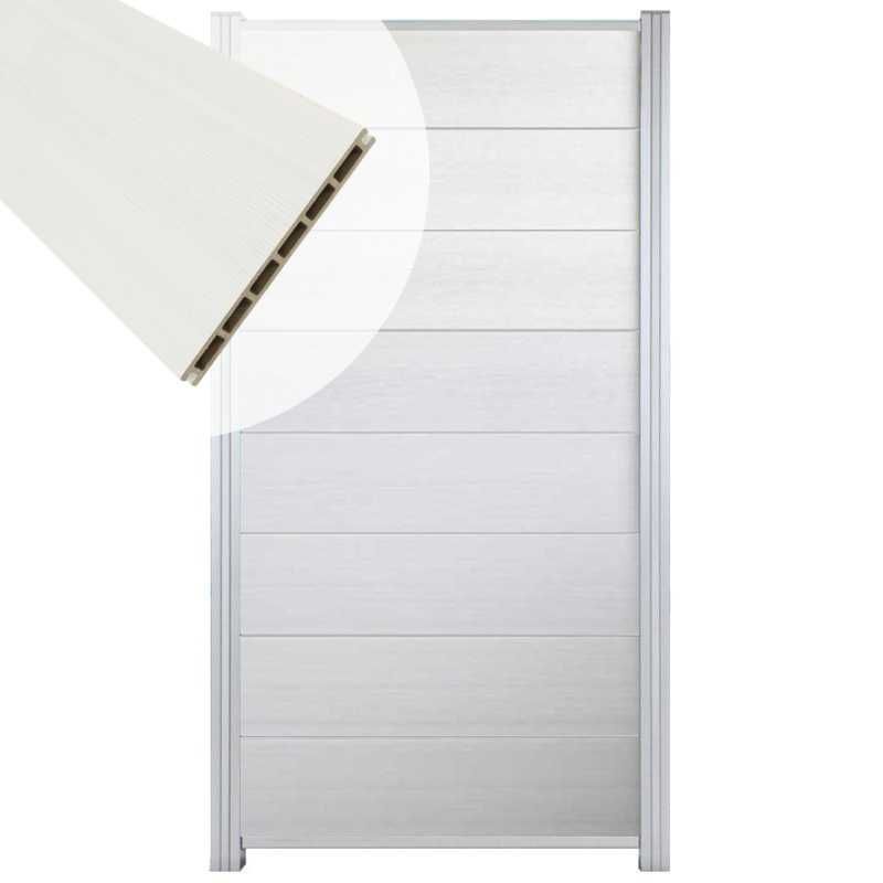 Zelfbouw schutting composiet Modular wit - blank alu accessoires (90 x 180 cm)