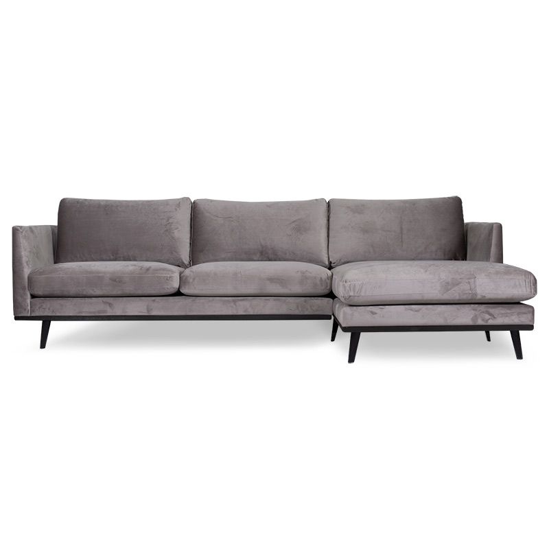 Loungebank Odissi chaise longue rechts - velours Brunei taupe 04 - 2,58 x 1,60 mtr breed