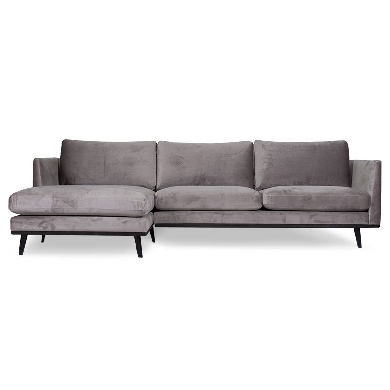 Loungebank Odissi chaise longue links - velours Brunei taupe 04 - 1,60 x 2,58 mtr breed