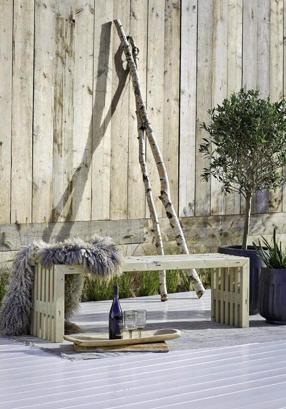 Tuinbank Rustik - Dennenhout grijs gebeitst - 138 x 36 x 45 cm