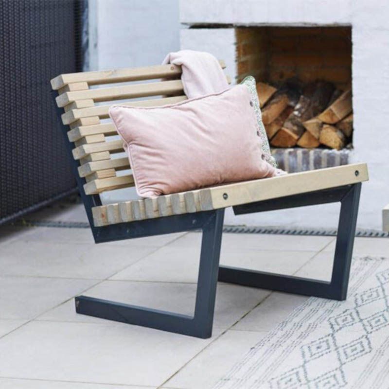Tuinstoel Siesta - Dennenhout grijs gebeitst - 80 cm breed