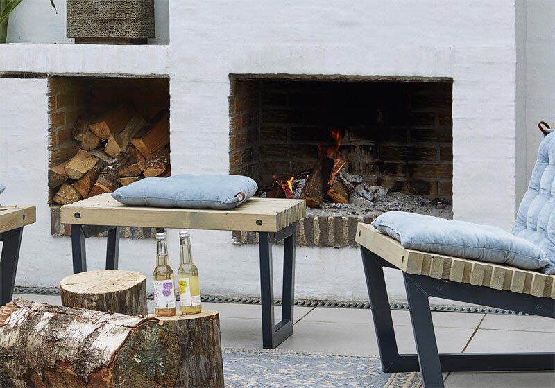 Tuinbank/tafel Siesta - Dennenhout grijs gebeitst - 80 cm breed