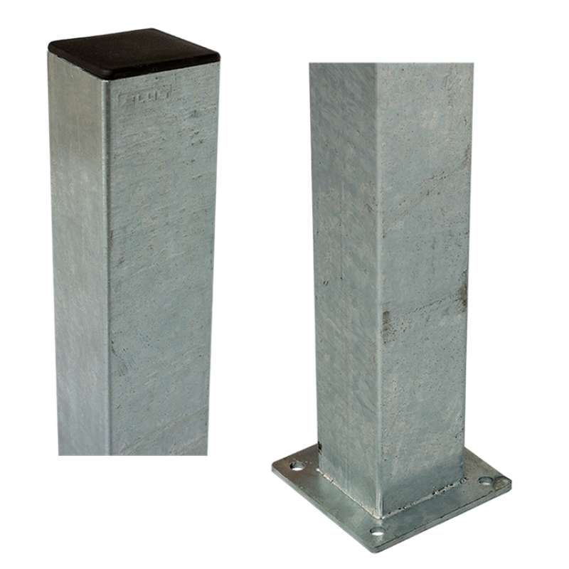 Paal staal met voet gegalvaniseerd - 4,5 x 4,5 x 132 cm