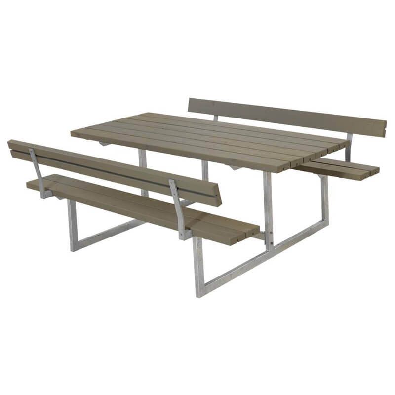 Picknicktafel vuren geimpregneerd - Basic - 2 rugleuningen grijsbruin - 184 x 177 x 73 cm