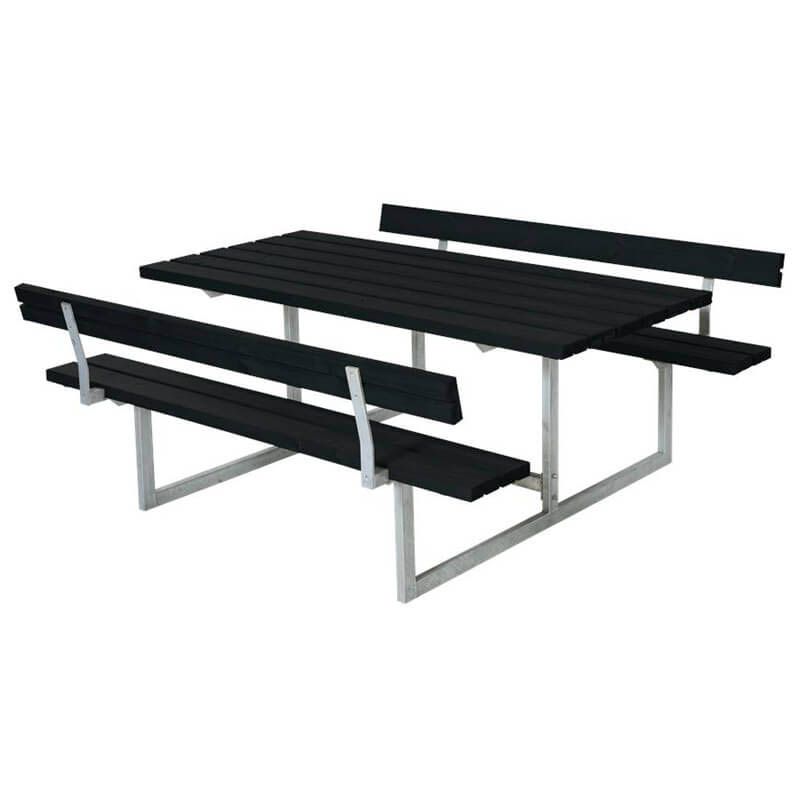 Picknicktafel vuren geimpregneerd - Basic - 2 rugleuningen zwart - 184 x 177 x 73 cm
