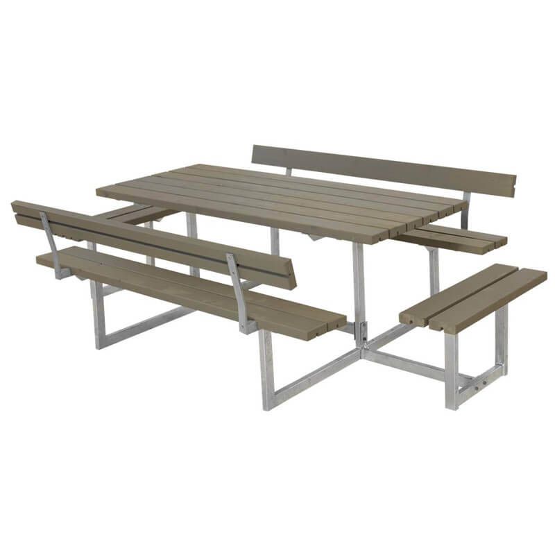Picknicktafel vuren geimpregneerd - Basic - 4 banken 2 met rugleuning grijsbruin - 184 x 260 x 73 cm