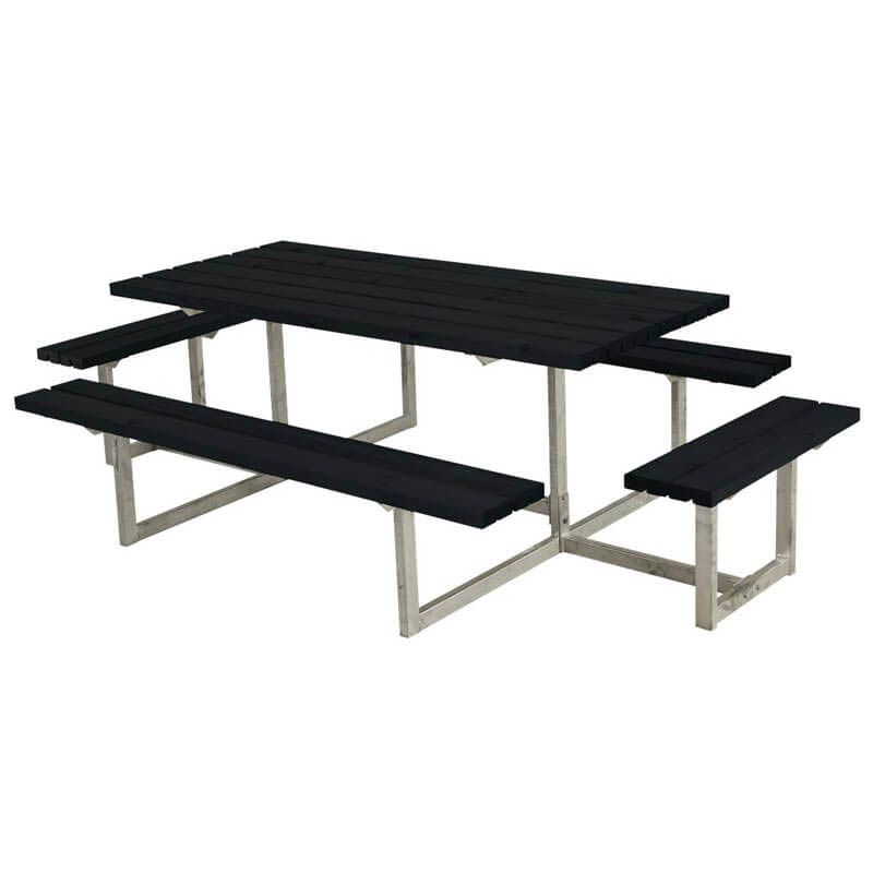 Picknicktafel vuren geimpregneerd - Basic - 4 banken zwart - 160 x 260 x 73 cm