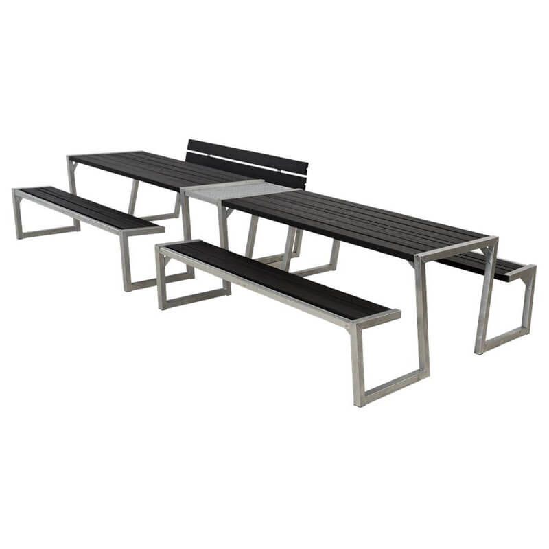 Picknicktafel vuren geimpregneerd - Zigma - Dubbel 1 rugleuning zwart - 194 x 392 x 73 cm