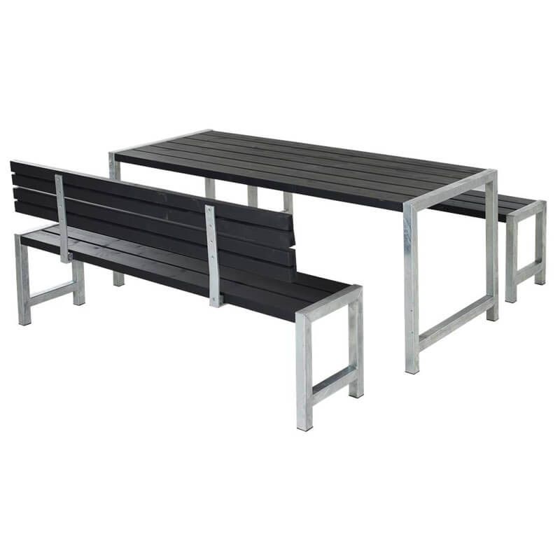 Planken tuinset vuren geimpregneerd - Plankesaet 1 rugleuning zwart 77 x 186 x 72 cm
