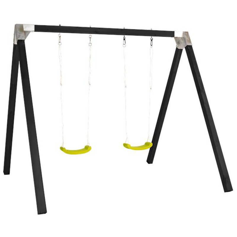 Schommelframe vuren geimpregneerd - Cubic Luxus zwart 2 schommelplanken lime