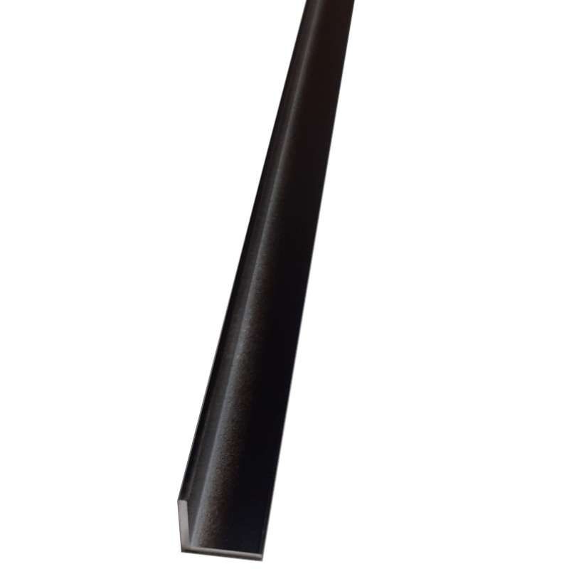 Aanslaglat / hoekstrip - Zwart gepoedercoat - 2 x 2 x 200 cm