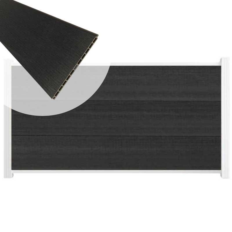 Schutting composiet co-extrusie Como antraciet met wit aluminium kader (180 x 90 cm)