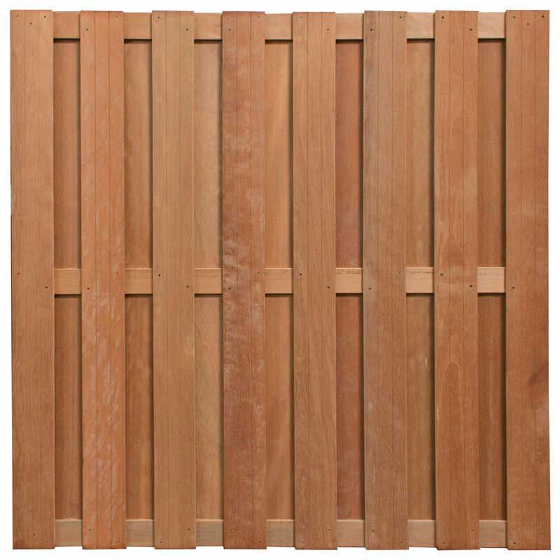 Schutting hardhout keruing Robuust recht 15L (180 x 180 cm) v-groef schermdikte 4,2 cm