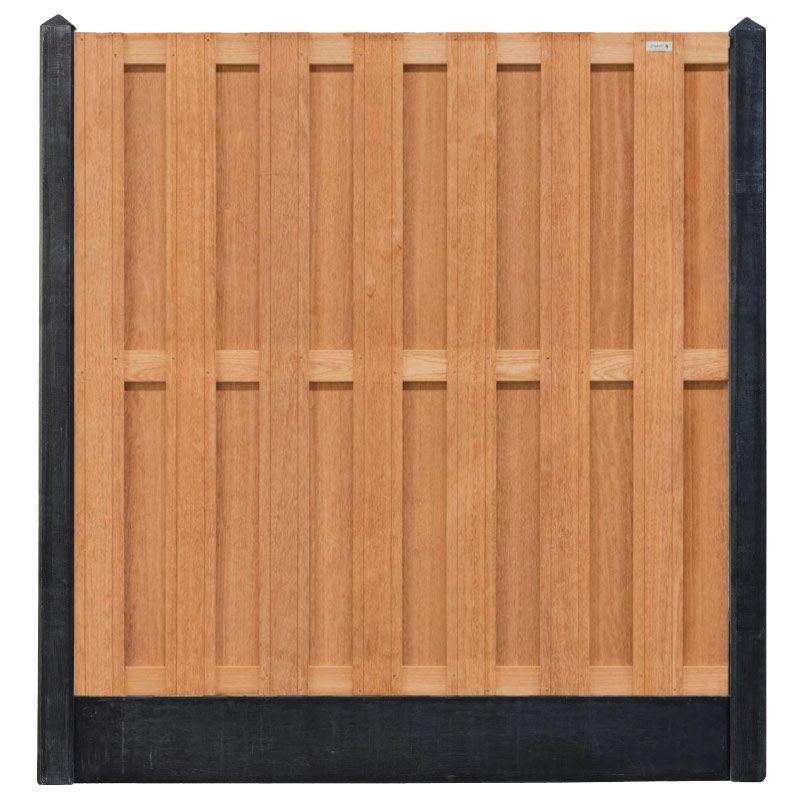 Hout & Beton schutting zwart - Hardhout keruing 15L (197 x 200 cm) dikte 3,9 cm