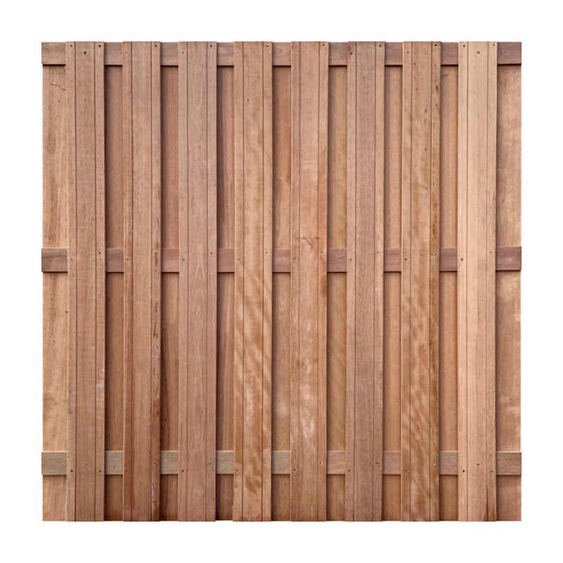 Schutting hardhout keruing recht 15L (180 x 180 cm) v-groef schermdikte 4,5 cm