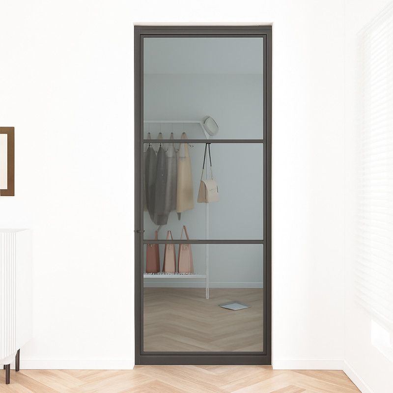 Stalen taatsdeur - Loft zwart - 3 vaks rook glas - 83 x 211,5 cm