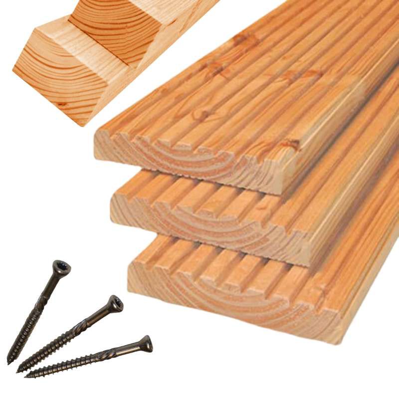 Vlonderplank totaalpakket Douglas 2,5 x 14 cm (5,00 mtr) gedroogd groef/ribbel