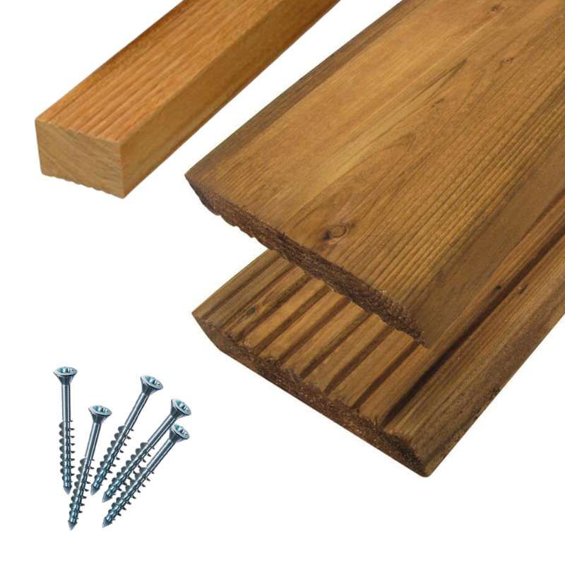 Vlonderplank totaalpakket geïmpregneerd Vuren bruin 2,8 x 14,5 cm (3,6 mtr) groef/vlak