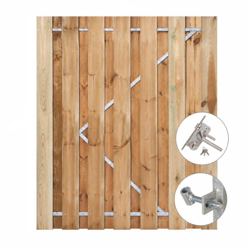 Tuindeur Douglas recht met stalen frame (150 x 195 cm) inclusief beslag