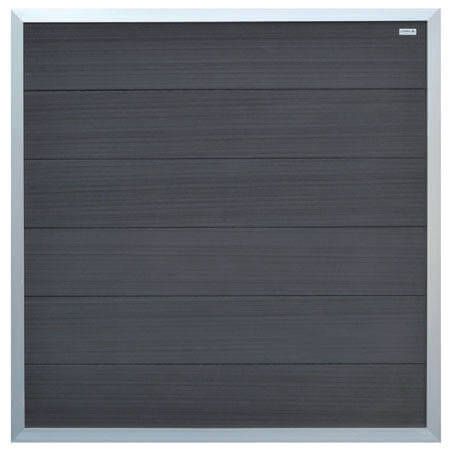 Schutting composiet Forte antraciet met blank aluminium kader