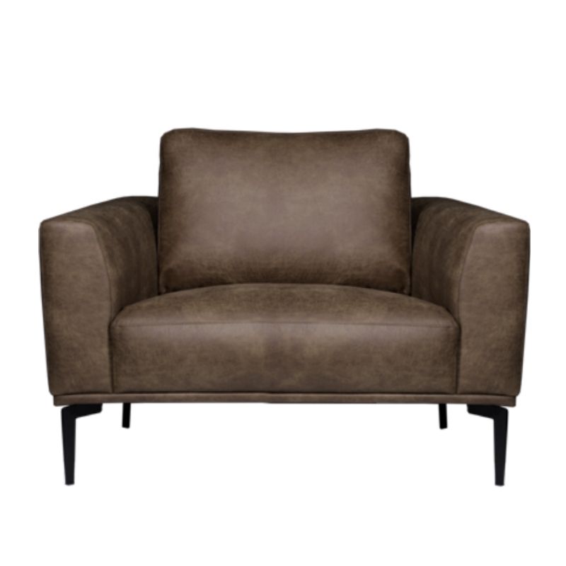 Fauteuil Tulp - leer Colorado bruin 04 - 104 cm breed