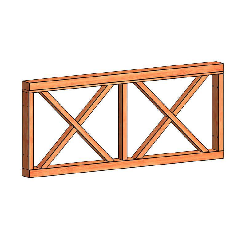 Verandahek kruis B 700 x 1630 mm onbehandeld