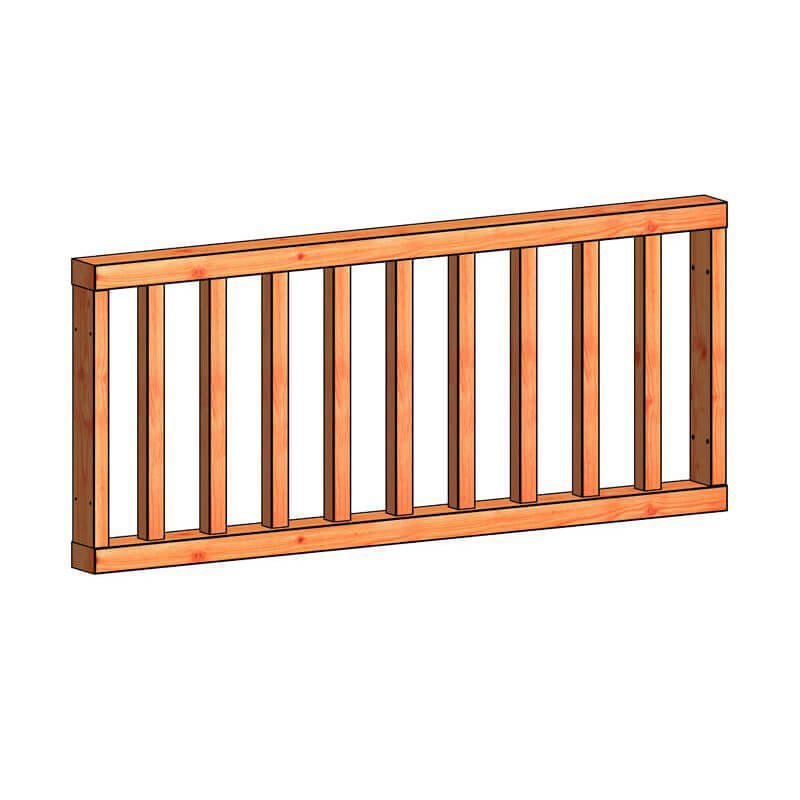 Verandahek spijlen B 700 x 1630 mm onbehandeld