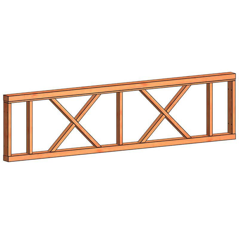 Verandahek kruis C 700 x 2760 mm onbehandeld