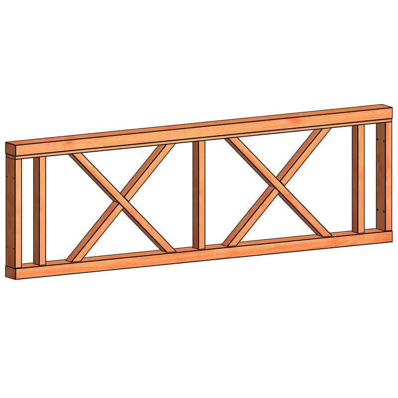 Verandahek kruis H 700 x 2230 mm onbehandeld