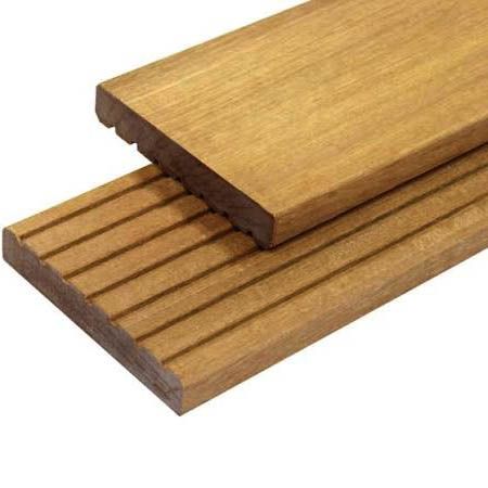 Vlonderplank hardhout Bankirai 2,1 x 14,5 cm (4,30 mtr) groef/vlak