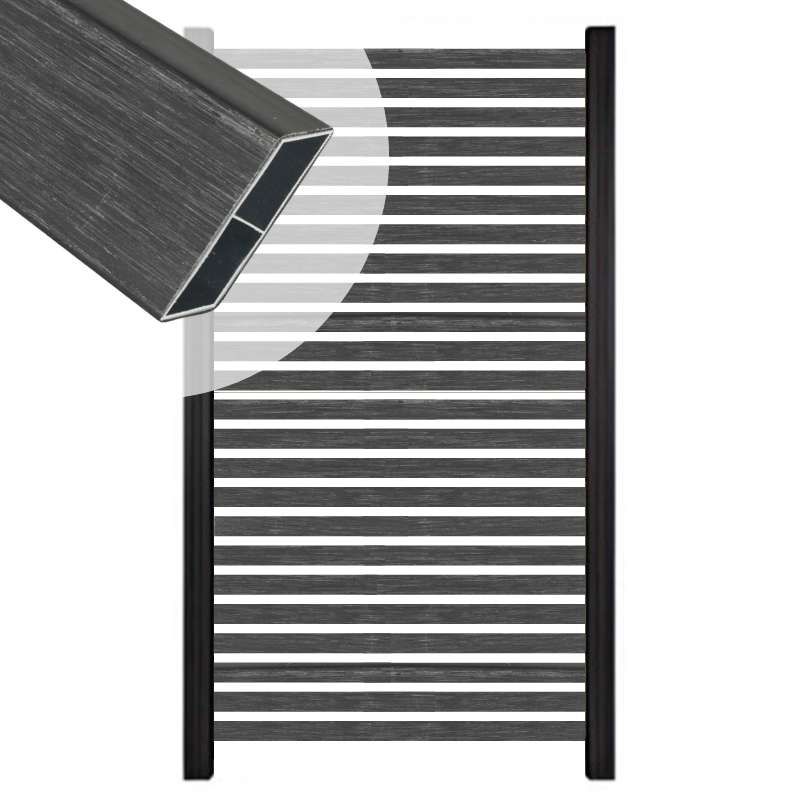 Zelfbouw schutting Louvre Rhombus zwart - tbv zwart aluminium palen (90 x 180 cm)