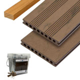 C-Wood Vlonder totaalpakket composiet semi massief 2,1 x 14 cm bruin gevlamd (4 mtr) fijne ribbel en vlak