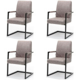 Bo Lundgren Eetkamerstoel - Sanne - Lederlook Soft Pebble - Met armleuning (4 stuks)