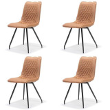 Bo Lundgren Eetkamerstoel - Brescia - lederlook Soft cognac (4 stuks)