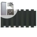 C-Wood Tuinhek met poort set composiet Stijl antraciet met blank aluminium frame (4,88 mtr)