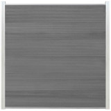 C-Wood Schutting composiet co-extrusie Como grijs met blank aluminium kader (180 x 180 cm)
