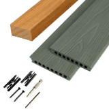 C-Wood Vlonder totaalpakket composiet semi massief co-extrusie 2,1x14 cm Pure Jade (4 mtr) houtnerf