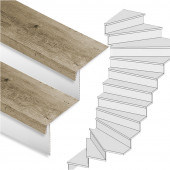 Stepwood Traprenovatie set - 2 kwart draai - 12 treden SPC toplaag Rustiek eiken incl. witte stootborden